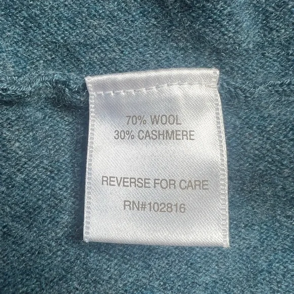 Garnet Hill Sweater Blue Wool Cashmere Oversized Turtleneck Pockets Casual MD - Picture 11 of 12